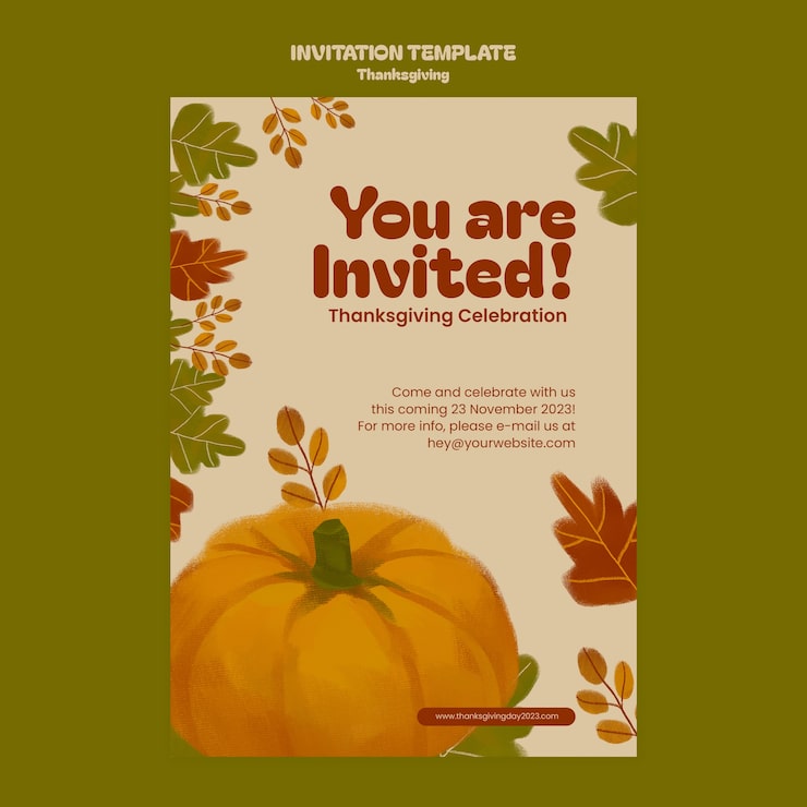 Gratis PSD invitasjonsmal for thanksgiving-feiring