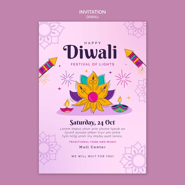 Gratis PSD invitationsskabelon til diwali-fest
