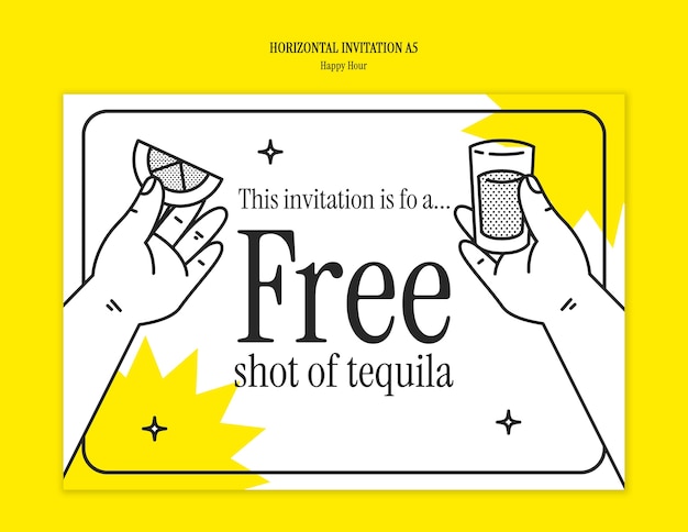 Gratis PSD invitationsskabelon til happy hour-fejring