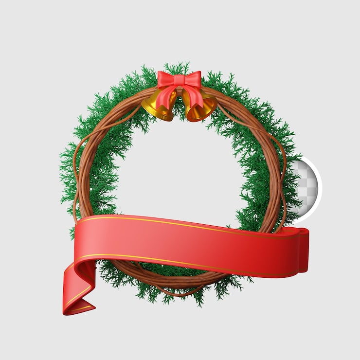Gratis PSD julebanner med julekrans 3d illustration