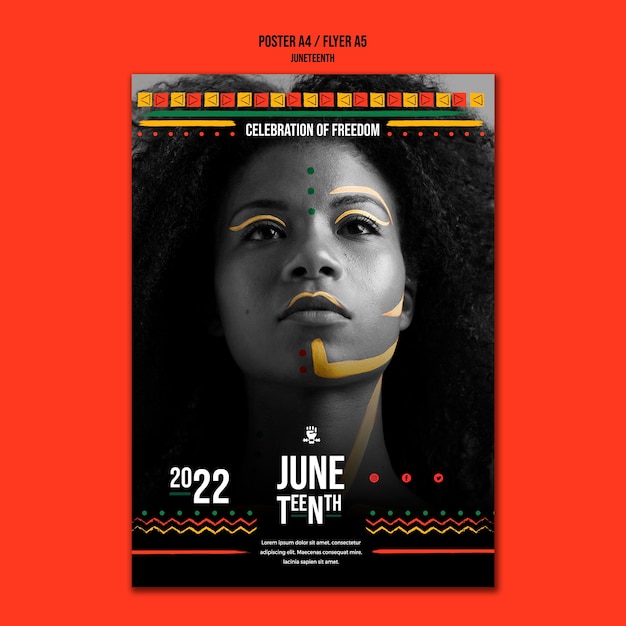 Gratis PSD juneteenth poster design mal