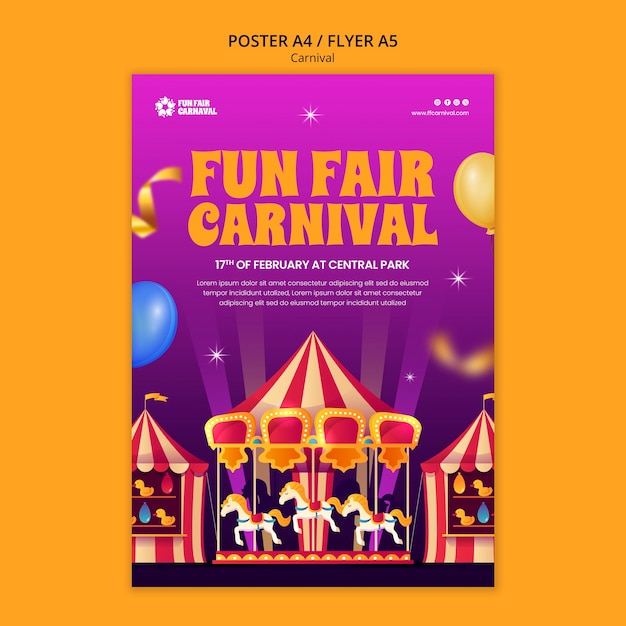 Gratis PSD karnevalarrangement plakat mal