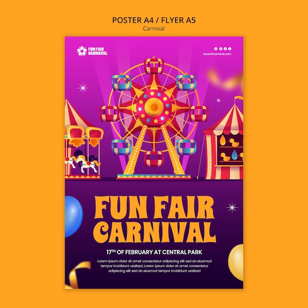 Gratis PSD karnevalarrangement plakat mal