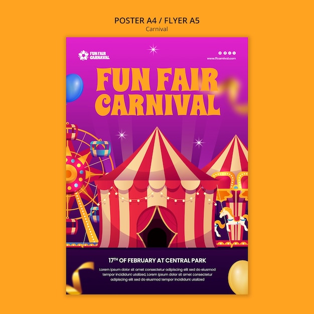 Gratis PSD karnevalarrangement plakat mal