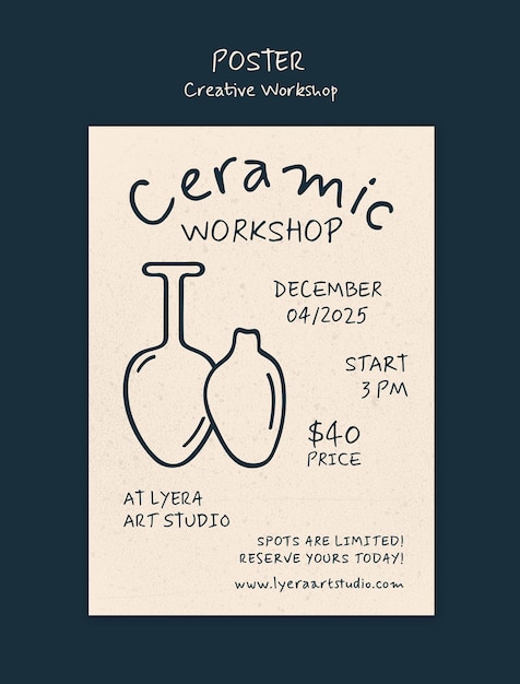 Gratis PSD keramik workshop plakat skabelon