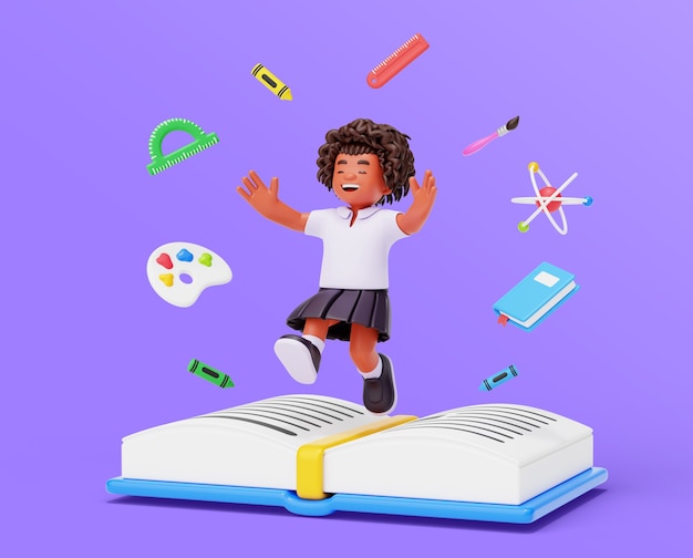 Gratis PSD klasselokale pige karakter rendering