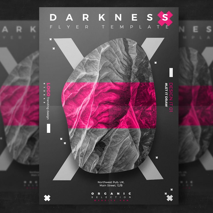 Gratis PSD kreativ mørk eventflyer