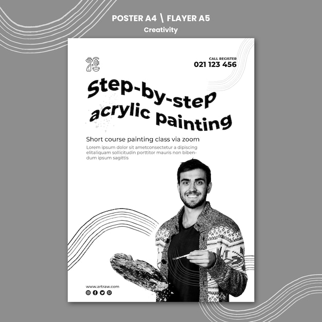 Gratis PSD kreativitets-printmal med bilde