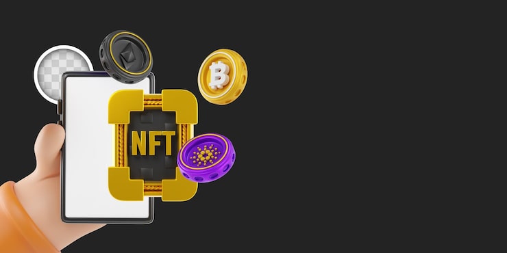 Gratis PSD kryptovaluta och nft 3d illustration