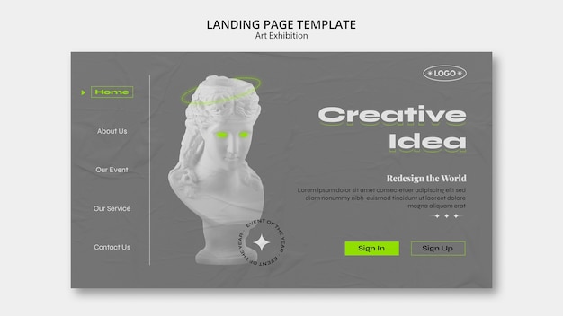 Gratis PSD kunstutstilling byste webmal