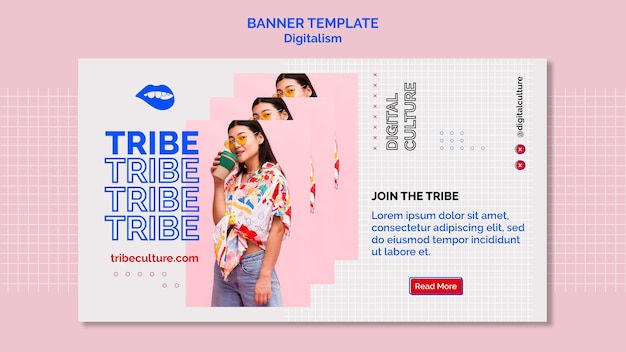 Gratis PSD kvinna dricker kaffe banner mall