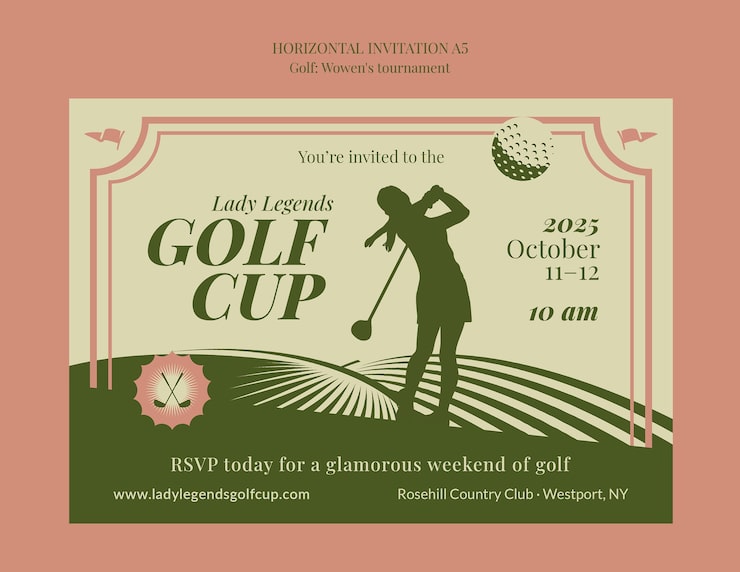 Gratis PSD lady legends golf cup invitasjon