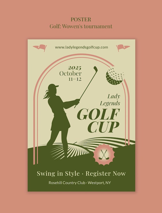 Gratis PSD lady legends golf cup plakat