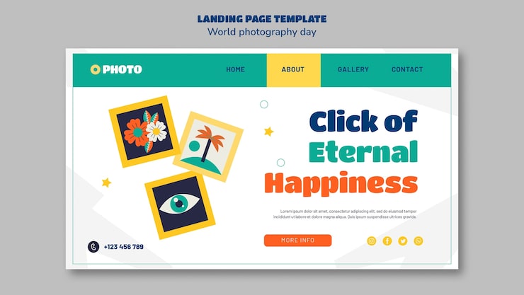 Gratis PSD landing side for verdens fotograferingsdag