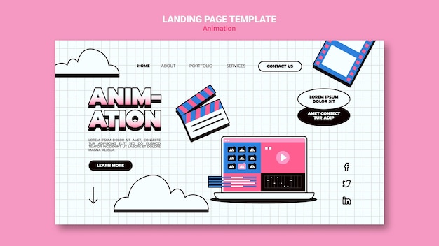 Gratis PSD landing side-mal for dataanimasjon