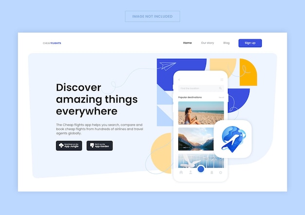 Gratis PSD landingsside for flyreise-applikasjon