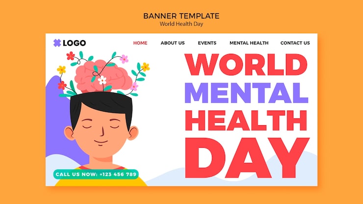 Gratis PSD landingsside skabelon til verdensdag for mental sundhed