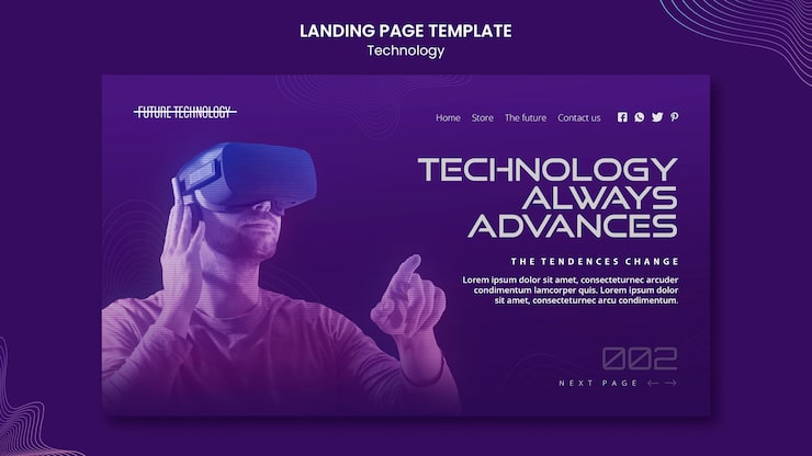Gratis PSD landingsside-skabelon til virtual reality