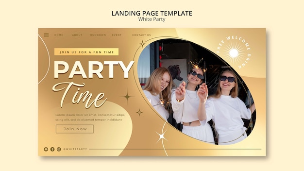 Gratis PSD landingsside-skabelon til white party