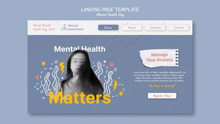 Gratis PSD landingsside til verdensdag for mental sundhed
