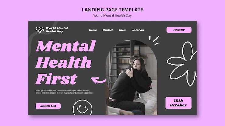 Gratis PSD landingsside til verdensdag for mental sundhed