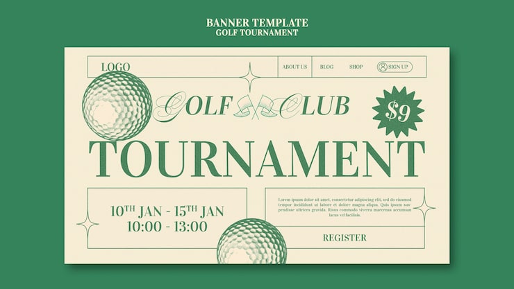 Gratis PSD landingssidemal for golfturnering