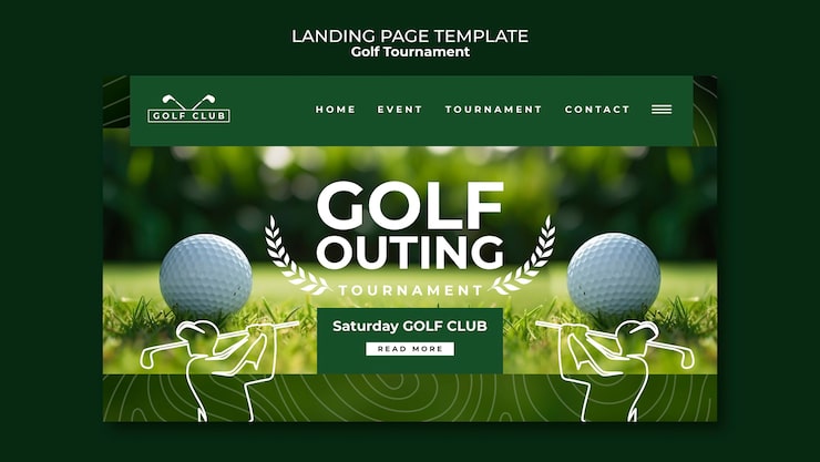 Gratis PSD landingssidemal for golfturnering