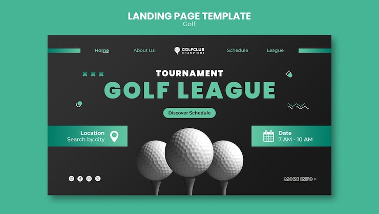 Gratis PSD landingssidemal for golfturnering