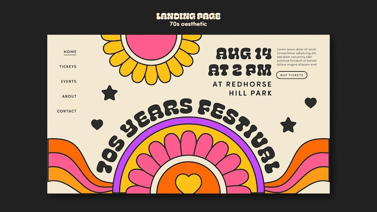 Gratis PSD landningssidemall med 70-talsestetik