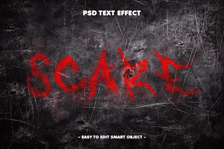 Gratis PSD läskig skräck redigerbar texteffekt