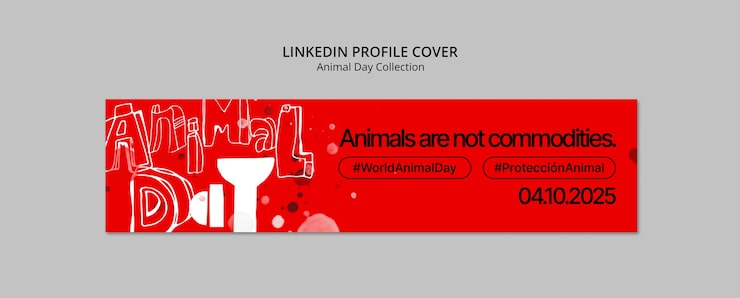 Gratis PSD linkedin-banner til verdens dyredag