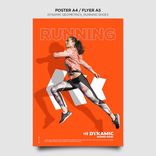 Gratis PSD løbesko plakat skabelon