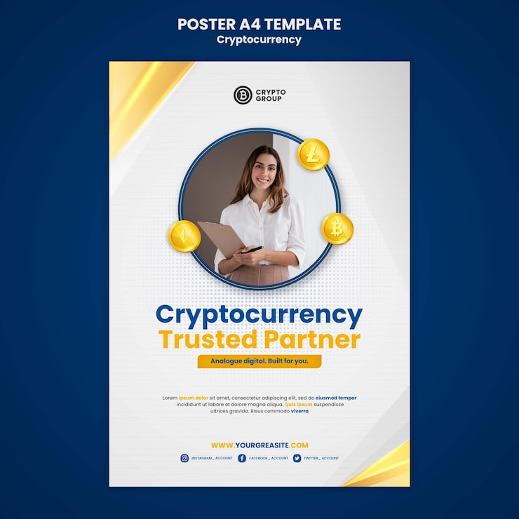 Gratis PSD lodret printskabelon til kryptovaluta