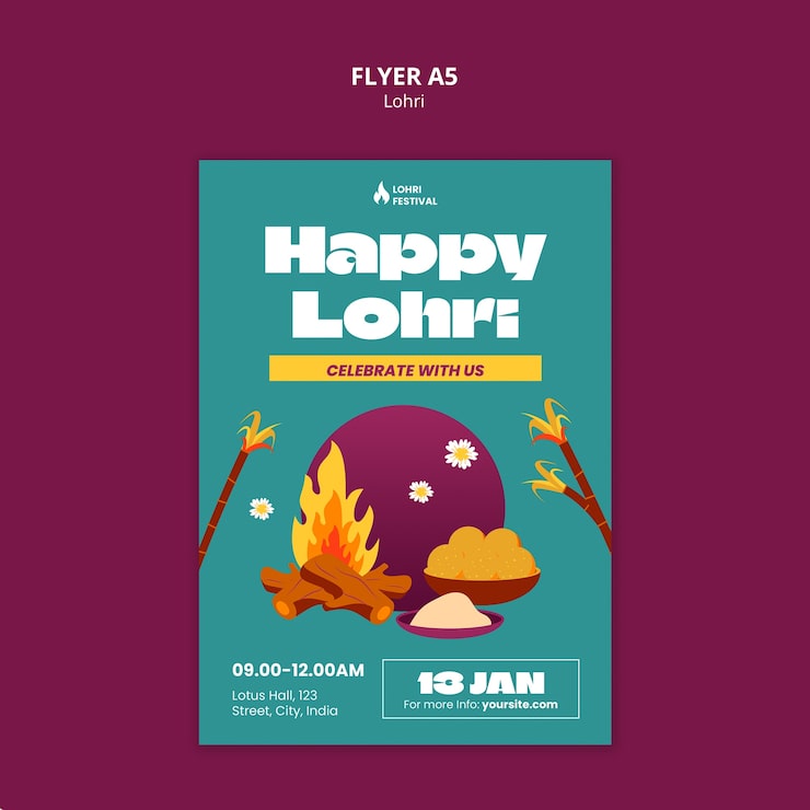Gratis PSD lohri festival skabelon design