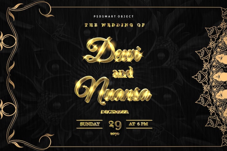 Gratis PSD luksus gem datoen bryllups invitation kort baggrund mockup
