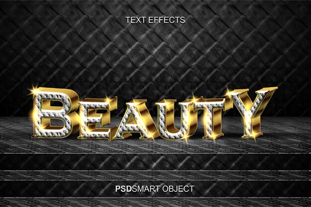 Gratis PSD luksus skjønnhetsgull 3d tekststil mockup