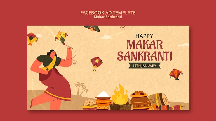 Gratis PSD makar sankranti celebration facebook template