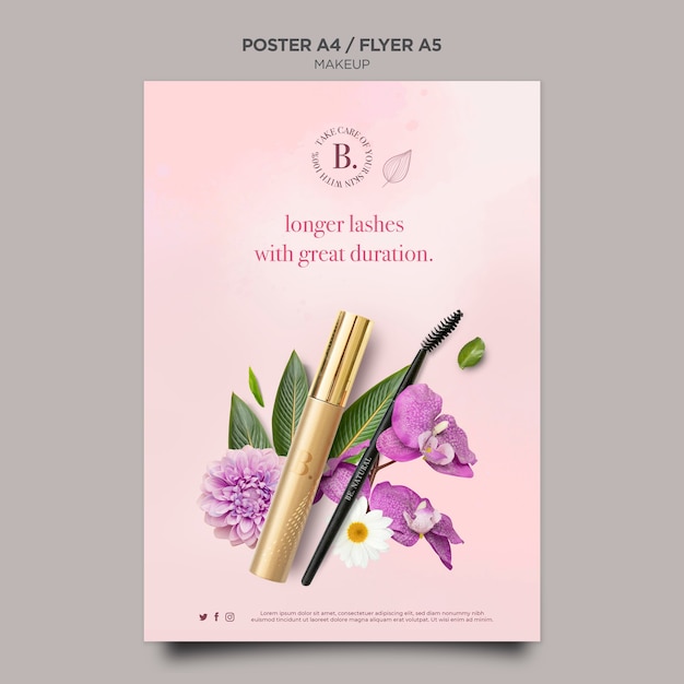 Gratis PSD makeup-koncept affischdesign
