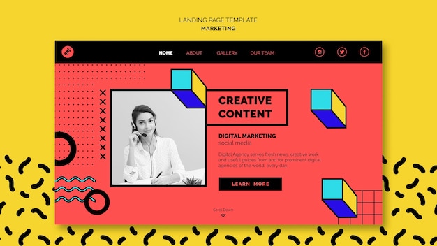 Gratis PSD mal for digital markedsføring landingsside