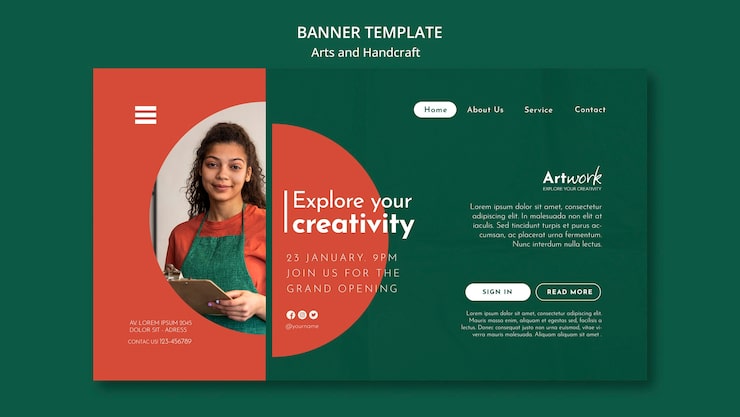 Gratis PSD mal for flat design-kunst og håndtegnet design