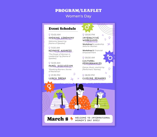 Gratis PSD mal for kvinnedagens programdesign