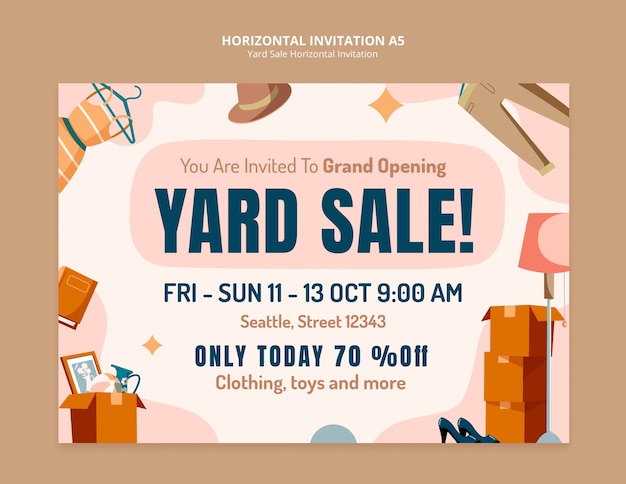 Gratis PSD mal for loppemarked-innbydelse