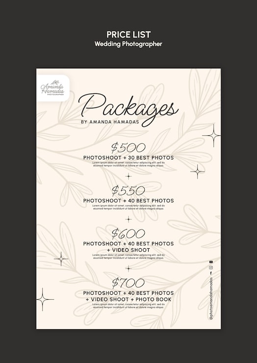 Gratis PSD maldesign for bryllupsfotograf