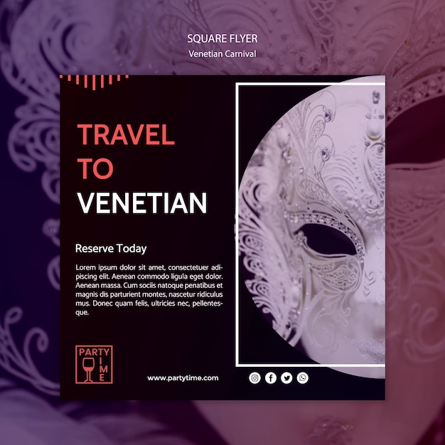 Gratis PSD maldesign for venetiansk karneval