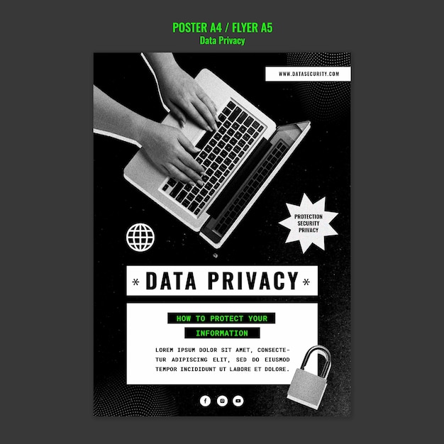Gratis PSD mall för datasekretess i platt design