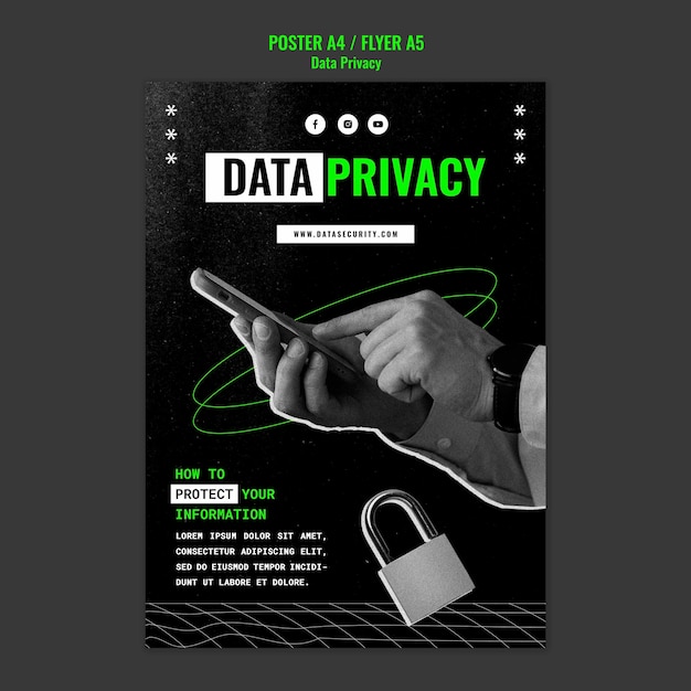 Gratis PSD mall för datasekretess i platt design