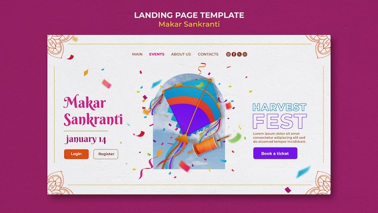 Gratis PSD mall för makar sankranti-design