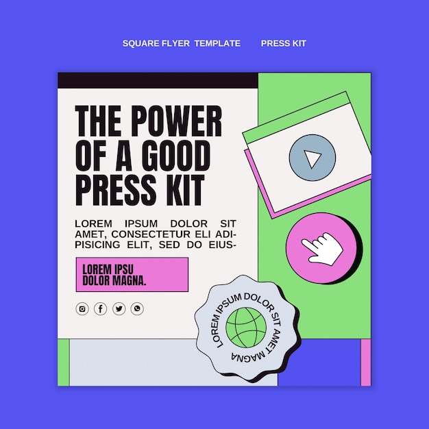 Gratis PSD mall för presskit med platt design