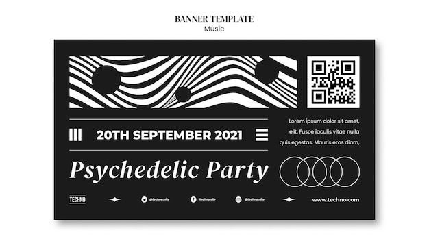 Gratis PSD mall för psykedelisk festbanner