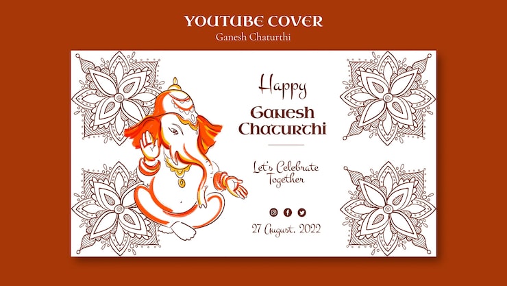 Gratis PSD mall med platt design för ganesh chaturthi